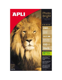 APLI PAPEL FOTOGRÁFICO PHOTO BRIGHT 10X15CM 240GR INKJET PAQUETE 100H BLANCO BRILLO
