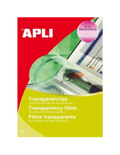 APLI TRANSPARENCIAS SIN BANDA PARA INKET A4 100 MICRAS 20 HOJAS