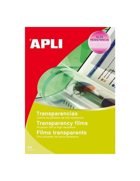APLI TRANSPARENCIAS SIN BANDA PARA INKET A4 100 MICRAS 20 HOJAS