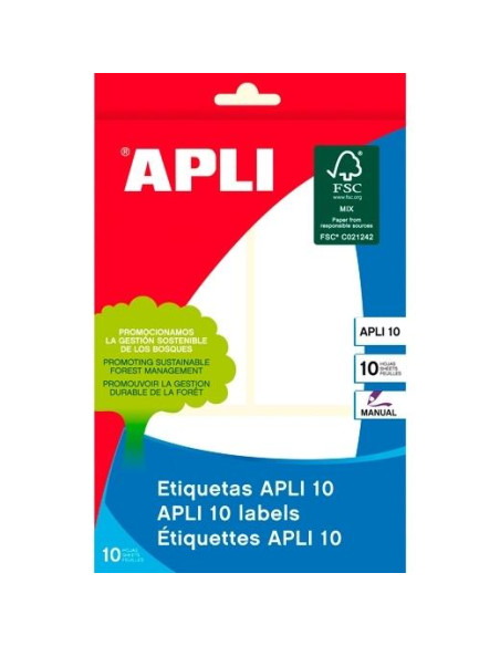 APLI ETIQUETAS ADHESIVAS 81X110MM ESCRITURA MANUAL CROMOS 2 X 10H BLANCO