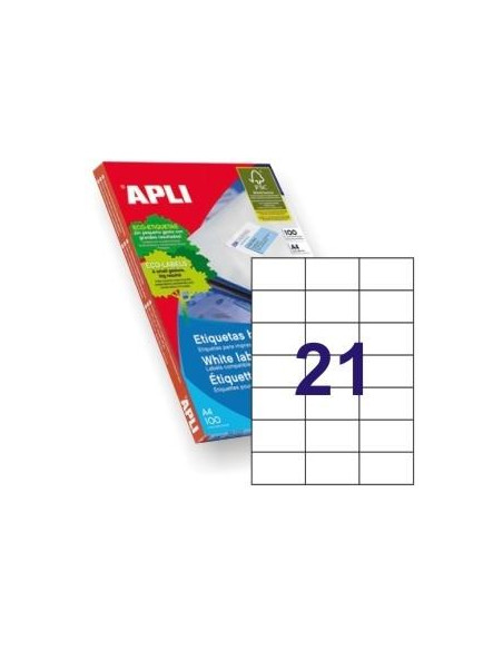 APLI ETIQUETAS ADHESIVAS 70X424MM LÁSER CRECTOS 21 X 250H BLANCO