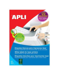 APLI ETIQUETAS ADHESIVAS 105X37MM LÁSER CRECTOS 16 X 250H BLANCO