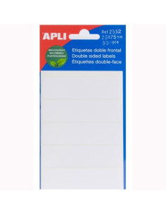 APLI ETIQUETAS ADHESIVAS DOBLE FRONTAL 20X75MM ESCRITURA MANUAL CROMOS 10 X 5H BLANCO