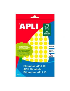APLI ETIQUETAS ADHESIVAS CIRCULARES Ø10MM ESCRITURA MANUAL 126 X 8H APLI 10 AMARILLO