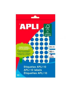 APLI ETIQUETAS ADHESIVAS CIRCULARES Ø10MM ESCRITURA MANUAL 126 X 8H APLI 10 AZUL