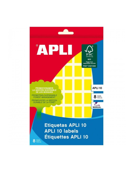 ETIQUETAS ADHMANUALES BOLSA APLI COLOR AMARILLO 8h CROMOS 12x18 mm 448 uds02750