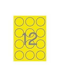 APLI ETIQUETAS ADHESIVAS CIRCULARES Ø60MM LÁSER 12 X 20H AMARILLO FLUORESCENTE