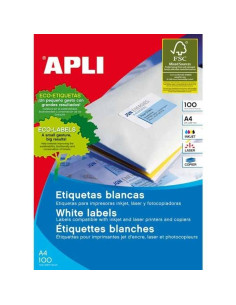 APLI ETIQUETAS ADHESIVAS 1996X2891MM LÁSER CALIDAD FOTOGRÁFICA CROMOS 1 X 10H BLANCO