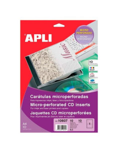 APLI CARATULAS PARA CD-DVD MICROPERFORADAS CARTULINA 200 GR 10H