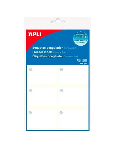 ETIQUETAS ADHMANUALES BOLSA APLI para CONGELADOR 10h CROMOS 34x53 mm 60 uds12058