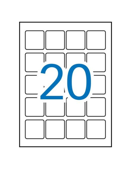 APLI ETIQUETAS ADHESIVAS 45X45MM INKJETLÁSER CROMOS 20 X 20H POLIÉSTER BLANCO