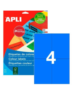 APLI ETIQUETAS ADHESIVAS 105X148MM INKJETLÁSER CRECTOS 4 X 20H AZUL
