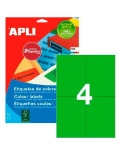 APLI ETIQUETAS ADHESIVAS 105X148MM INKJETLÁSER CRECTOS 4 X 20H VERDE
