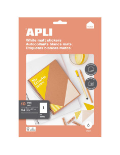APLI ETIQUETAS ADHESIVAS 210X297MM INKJET CRECTOS 1 X 10H BLANCO MATE