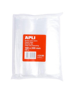 APLI BOLSAS AUTOCIERRE 160X220MM LDPE TRANSPARENTE PACK 100 UD