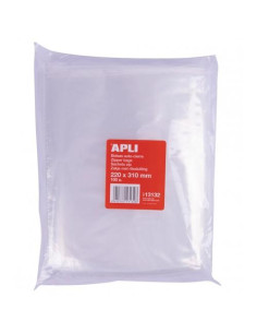 APLI BOLSAS AUTOCIERRE 220X310MM LDPE TRANSPARENTE PACK 100 UD