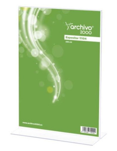 ARCHIVO 2000 EXPOSITOR SOBREMESA EN FORMA DE T DIN A4 VERTICAL 90X210X305 MM CRISTAL TRANSPARENTE