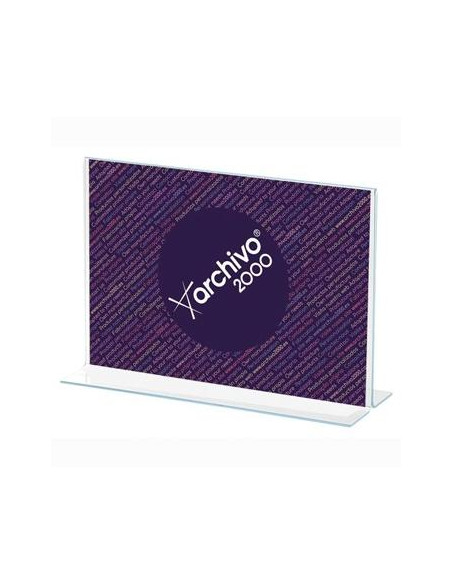 ARCHIVO 2000 EXPOSITOR SOBREMESA EN FORMA DE T DIN A4 HORIZONTAL 85X300X215 MM CRISTAL TRANSPARENTE