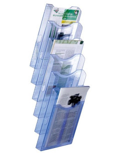 ARCHIVO 2000 EXPOSITOR MURAL ARCHIPLAY 6 COMPARTIMENTOS DIN A4 VERTICAL 190X235X685 MM AZUL TRANSPARENTE