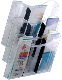 ARCHIVO 2000 EXPOSITOR MURAL ARCHIPLAY 3 COMPARTIMENTOS DIN A4 HORIZONTAL 100X3325X360 MM CRISTAL TRANSPARENTE