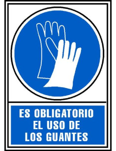 ARCHIVO 2000 SEÑAL OBLIGATORIO USO DE GUANTES 210X297 PVC AZUL Y BLANCO