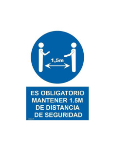 ARCHIVO 2000 SEÑAL OBLIGATORIO MANTENER LA DISTANCIA DE SEGURIDAD 15M 210X297 PVC AZUL Y BLANCO