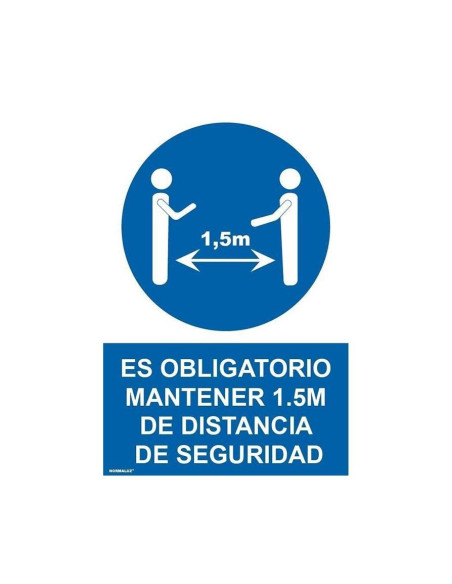 ARCHIVO 2000 SEÑAL OBLIGATORIO MANTENER LA DISTANCIA DE SEGURIDAD 15M 210X297 PVC AZUL Y BLANCO