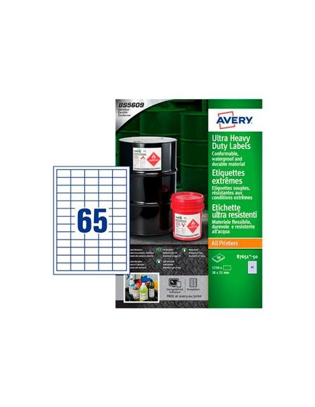 AVERY ETIQUETAS ULTRA RESISTENTES 38X212MM INKJETLÁSER CRECTOS 65 X 50H BLANCO