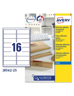 AVERY ETIQUETAS ADHESIVAS PARA SOBRES 991X339MM INKJET CROMOS 16 X 25H TRANSPARENTE