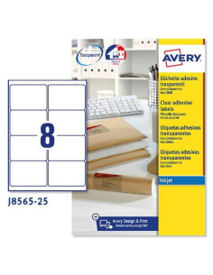 AVERY ETIQUETAS ADHESIVAS PARA SOBRES 991X677MM INKJET 8 X 25H TRANSPARENTES
