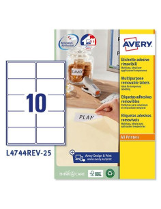 AVERY ETIQUETAS ADHESIVAS REMOVIBLES 96X508MM INKJETLÁSER 10 X 25H BLANCO