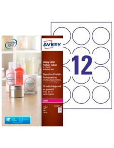 AVERY ETIQUETAS ADHESIVAS CIRCULARES Ø60MM LÁSER 12 X 10H TRANSPARENTE BRILLANTE