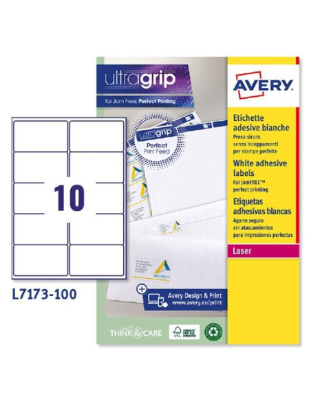ETIQUETAS ADHIMPRAVERY A4 BLANCA CROMOS CAJA 100h  991x57 mm 1000 udsL7173