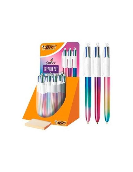 BIC BOLÍGRAFO 4 COLORES GRADIENT CUERPO BLANCOMULTICOLOR SURTIDOS EXPOSITOR 30 UD