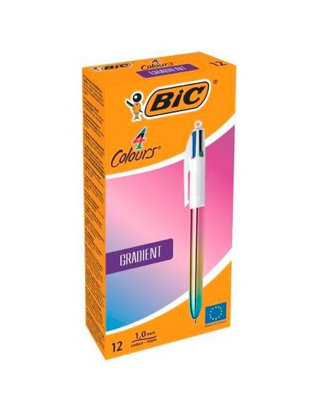 BIC BOLÍGRAFO 4 COLORES GRADIENT CUERPO BLANCOMULTICOLOR CAJA 12 UD
