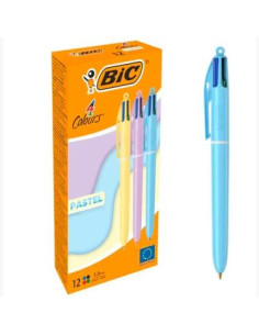 BIC BOLÍGRAFO 4 COLORES CUERPO PASTEL SURTIDOS CAJA 12 UD