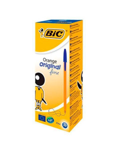 BIC BOLÍGRAFO NARANJA ORIGINAL FINE AZUL CAJA 20 UD