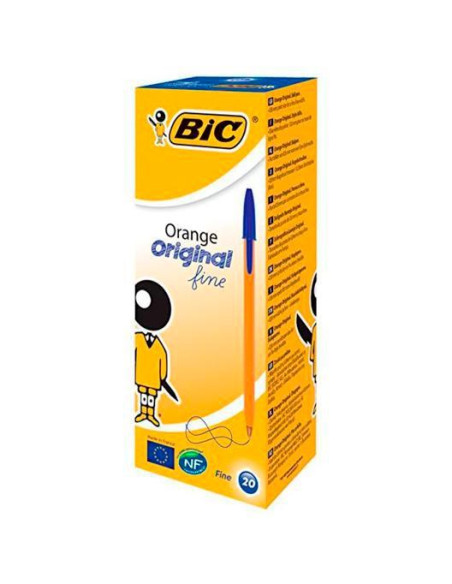 BIC BOLÍGRAFO NARANJA ORIGINAL FINE AZUL CAJA 20 UD