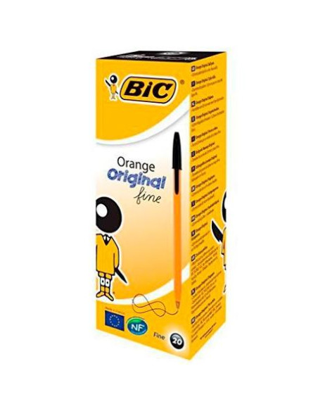BIC BOLÍGRAFO NARANJA ORIGINAL FINE NEGRO CAJA 20 UD