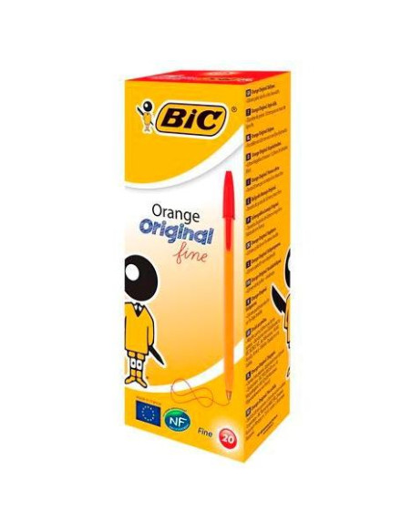 BIC BOLÍGRAFO NARANJA ORIGINAL FINE ROJO CAJA 20 UD