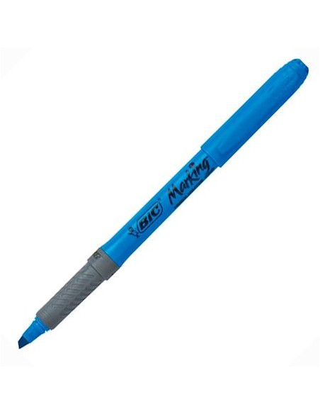 BIC MARCADOR FLUORESCENTE HIGHLIGHTER GRIP PUNTA BISELADA AZUL CAJA 12 UD