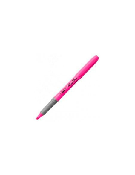 BIC MARCADOR FLUORESCENTE HIGHLIGHTER GRIP PUNTA BISELADA ROSA CAJA 12 UD