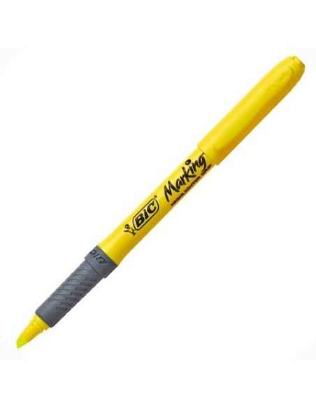 BIC MARCADOR FLUORESCENTE HIGHLIGTHER GRIP PUNTA BISELADA AMARILLO CAJA 12 UD