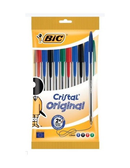 BIC BOLÍGRAFO ORIGINAL ORIGINAL COLORES SURTIDOS AZUL ROJO VERDE Y NEGRO PACK 10 UD