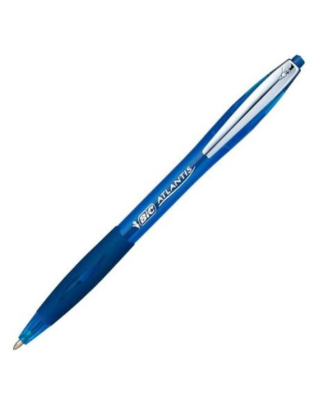 BIC BOLÍGRAFO RETRÁCTIL ATLANTIS SOFT PUNTA MEDIA 10MM AZUL CAJA 12 UD