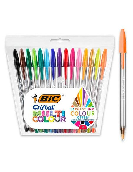 BOLIGRAFO BIC CRISTAL MULTICOLOR SURTIDO BOLSA de 15