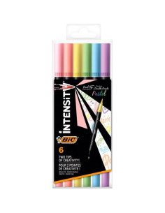 BIC ROTULADOR INTENSITY TIP FELT PENS PUNTA FINAPINCEL CSURTIDOS PASTEL BLÍSTER 6 UD