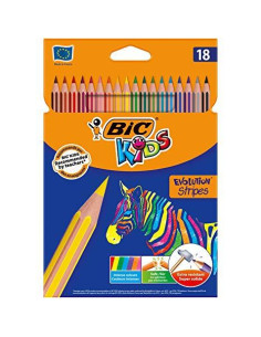 BIC LÁPICES DE COLORES KIDS EVOLUTION STRIPES CSURTIDOS ESTUCHE 18 UD