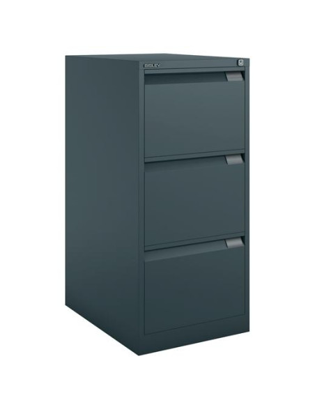 BISLEY ARCHIVADOR METÁLICO BS1633 PREMIUM 3 CAJONES FOLIO CARPETAS COLGANTES MULTIFORMATO FONDO 62CM ANTRACITA
