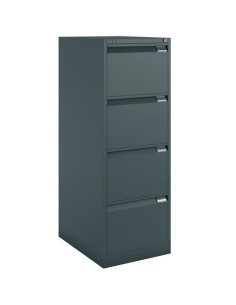 BISLEY ARCHIVADOR METÁLICO BS1643 PREMIUM 4 CAJONES FOLIO CARPETAS COLGANTES MULTIFORMATO FONDO 62CM ANTRACITA NEGRO